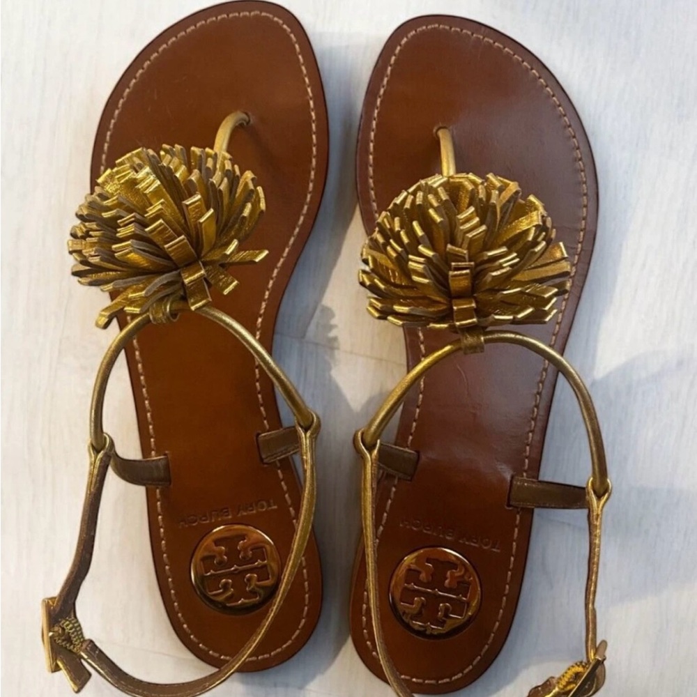 Tory Burch Tan and Gold Women's Sandals